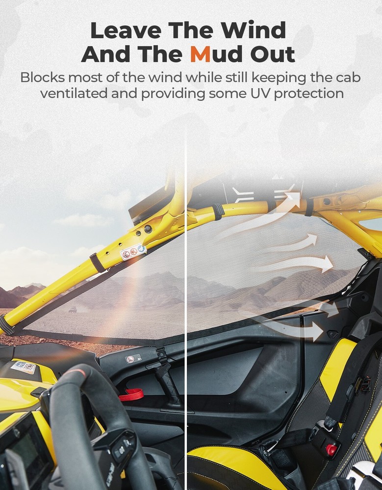 #715007376 UTV Upper Window Nets Wind Door Nets Set for Can-Am Maverick R 2024+