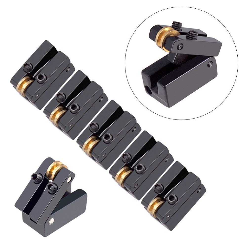 Black Fixed 6 String Guitar Bridge: Easy Install Roller Saddle for Electric