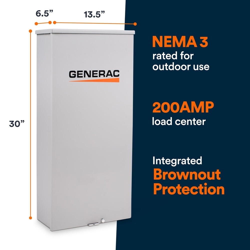 Generac 200-Amp Automatic Generator Transfer Switch, Open Transition, Service...