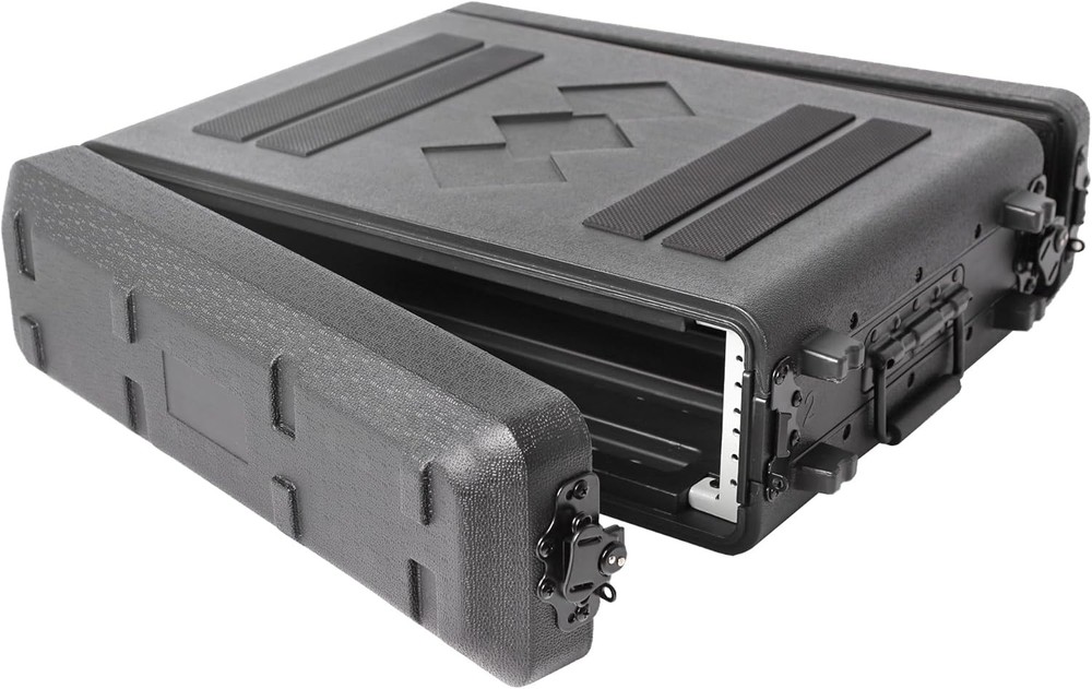 2U Rack Case 16" Depth, 19" Rackmount Flight Case with Microphone Compartments