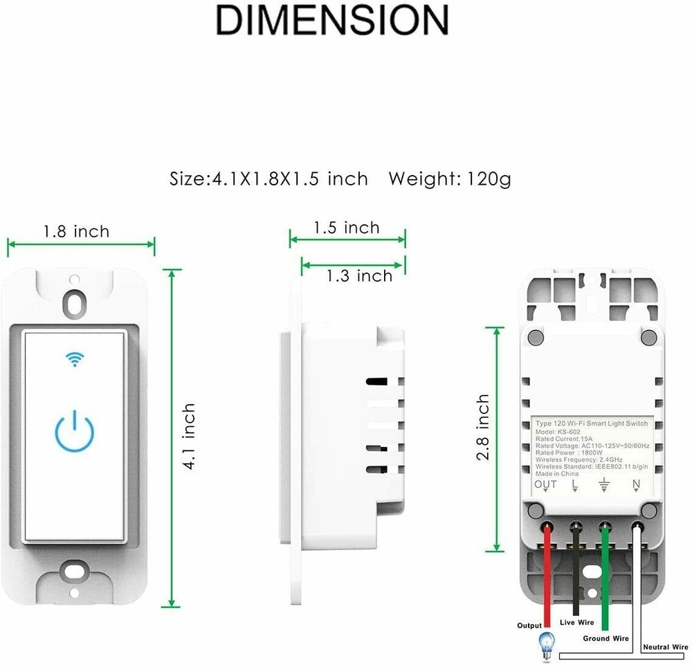 WiFi Smart Light Switch 2-Gang Light Switch Remote for Alexa & Google IFTTT US