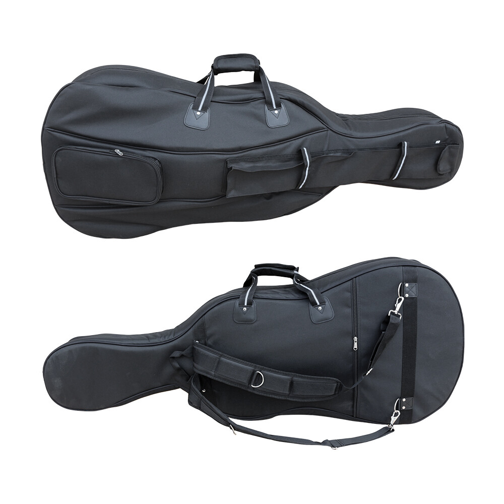 Advanced Black Cello Case 4/4 Soft Bag with Multiple Pockets Strong Bag