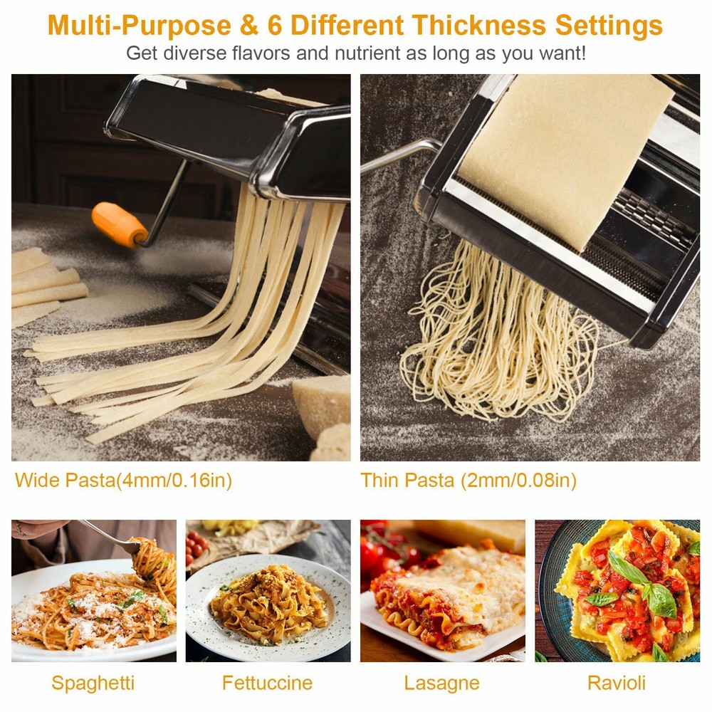 Stainless Steel Pasta Maker Thickness Adjustable Noodle Spaghetti Roller Machine
