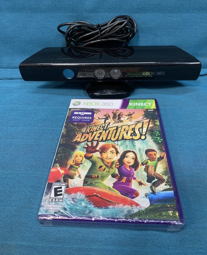 Genuine Microsoft XBOX 360 Kinect Sensor Bar Model 1473 Black & Adventures Game