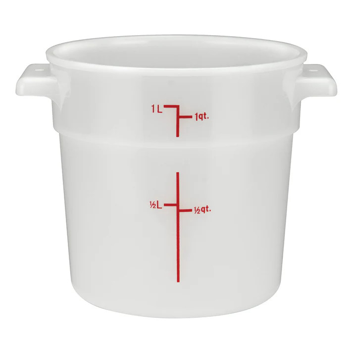 Round Food Storage Container Versatile Freezer Safe Polypropylene White 1 Quart