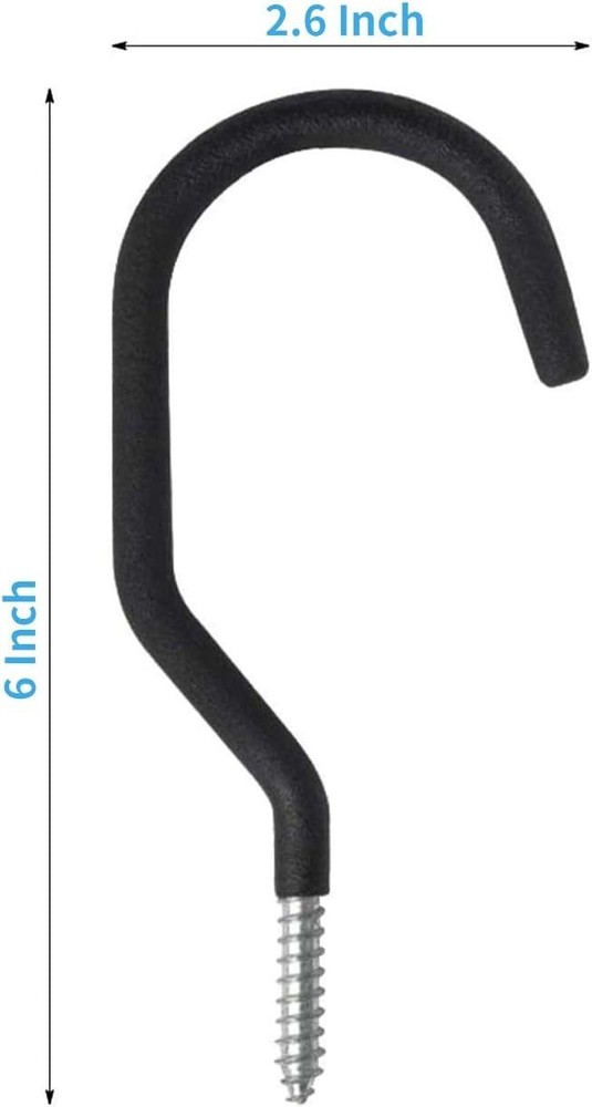 8-Pack Heavy-Duty Galvanized Bike Storage Hooks - Rubber Coated for Ceiling Use