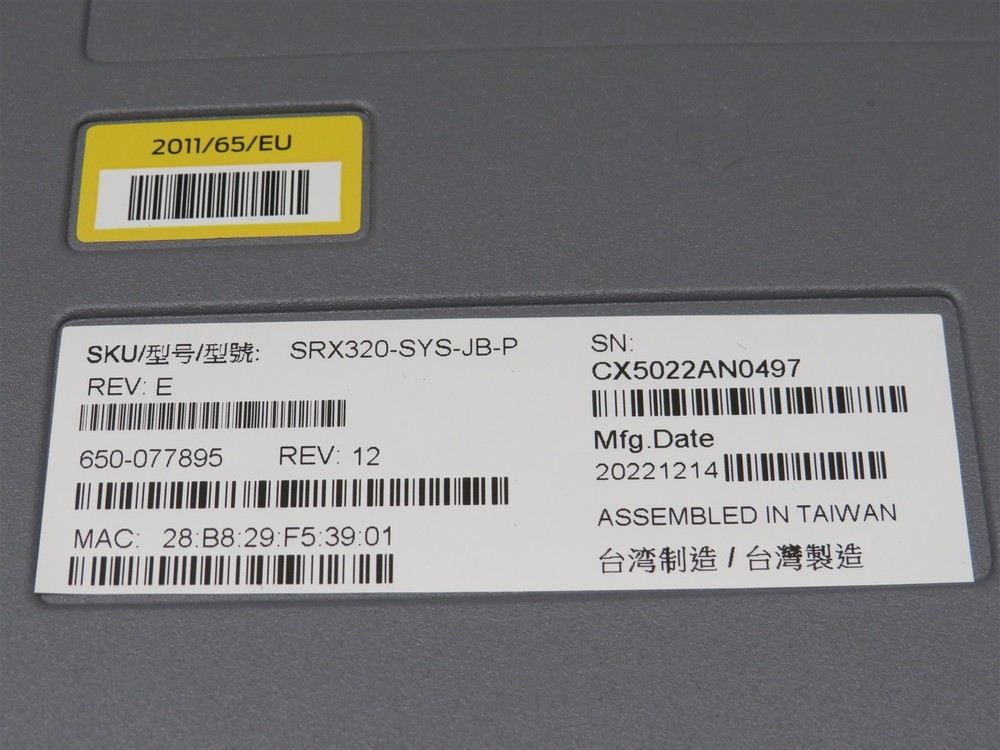 Open Box Juniper Networks Security Services Gateway SRX320-SYS-JB