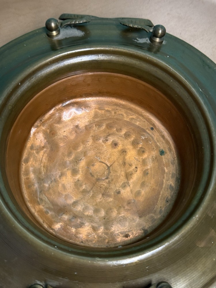 Antique Brass And Hammered Copper Brazier Burn Pot Or Planter