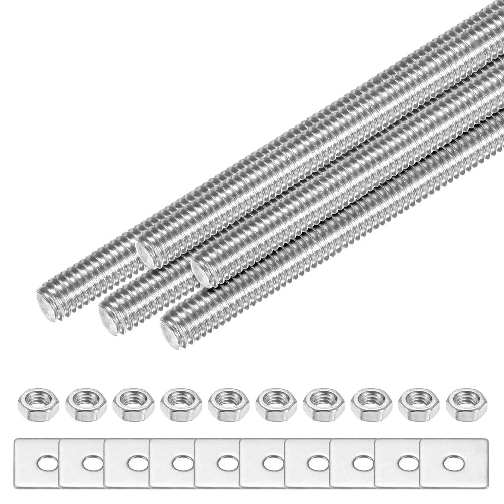5-Set Fully Threaded Rod, M4x100mm Right Hand Thread Bar Studs with Nuts