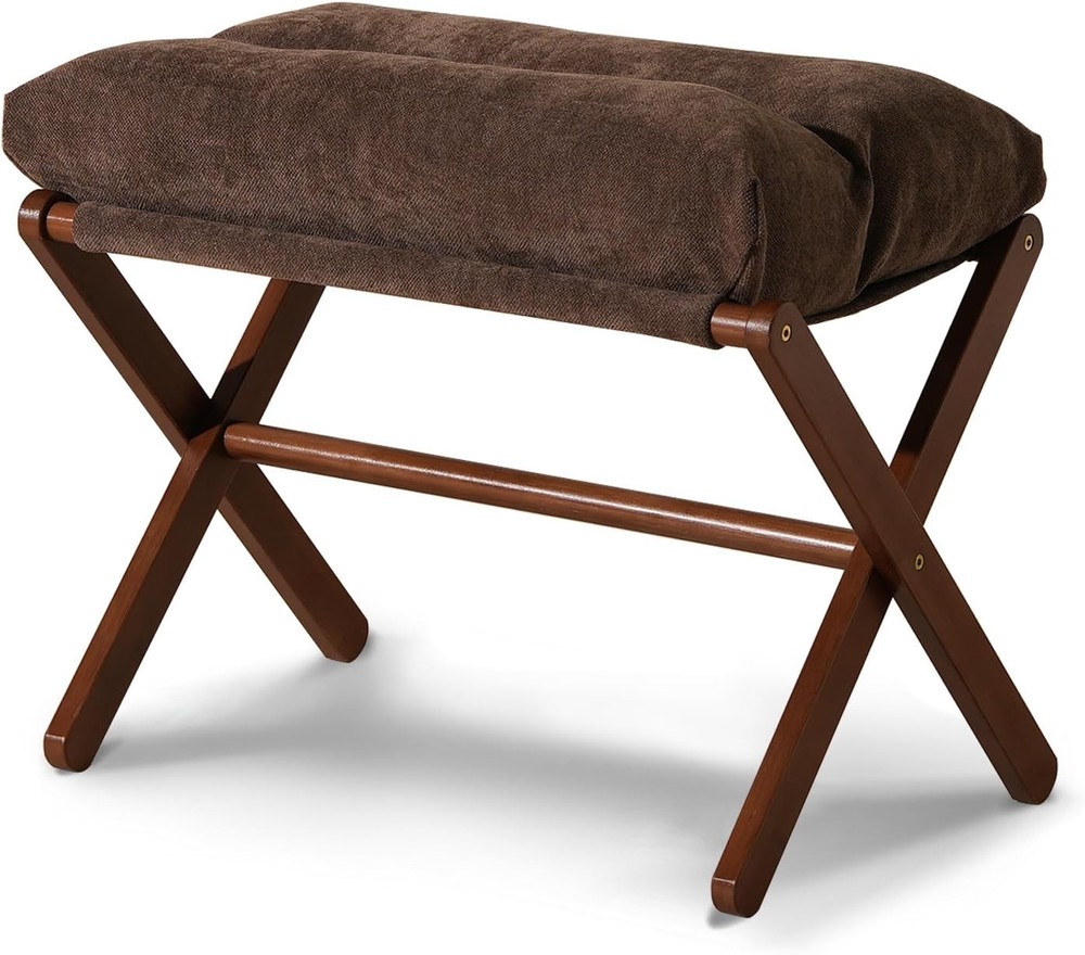 Ottoman Foot Rest- Bamboo Foldable Stool Foot Stools Small Ottman W/ Upholstered