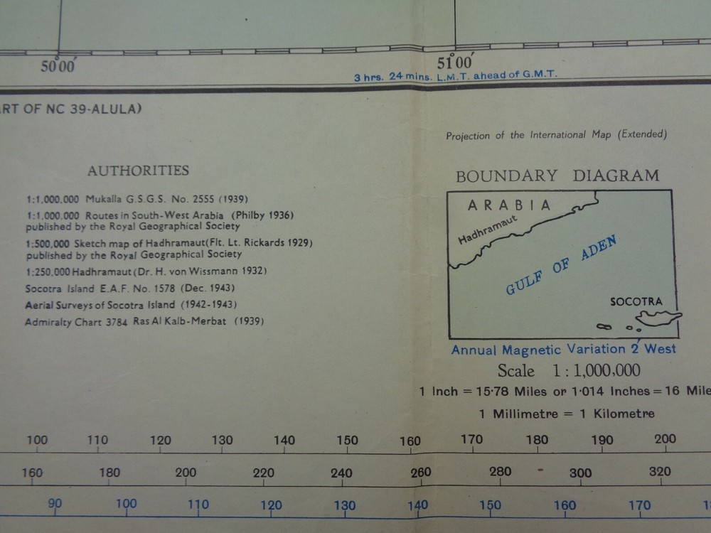 WW2 "RESTRICTED" map "MUKALLA - SOCOTRA" - FIRST PRINTING - VERY LOW PRINT RUN