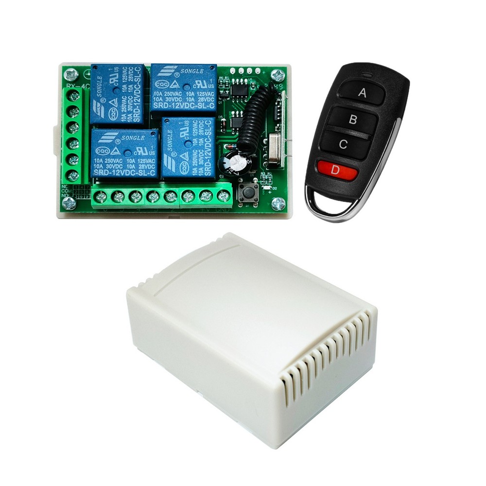 New QIACHIP 4CH Channel Relay Switch Transmitter+Receiver Remote Control