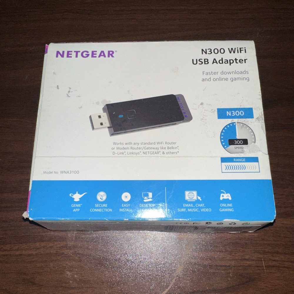 NETGEAR N300 WiFi Adapter WNA3100 Includes Desktop Dock