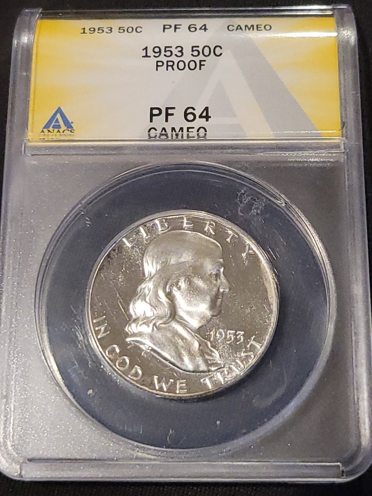1953 Franklin Proof Half Dollar ANACS PR64 CAMEO