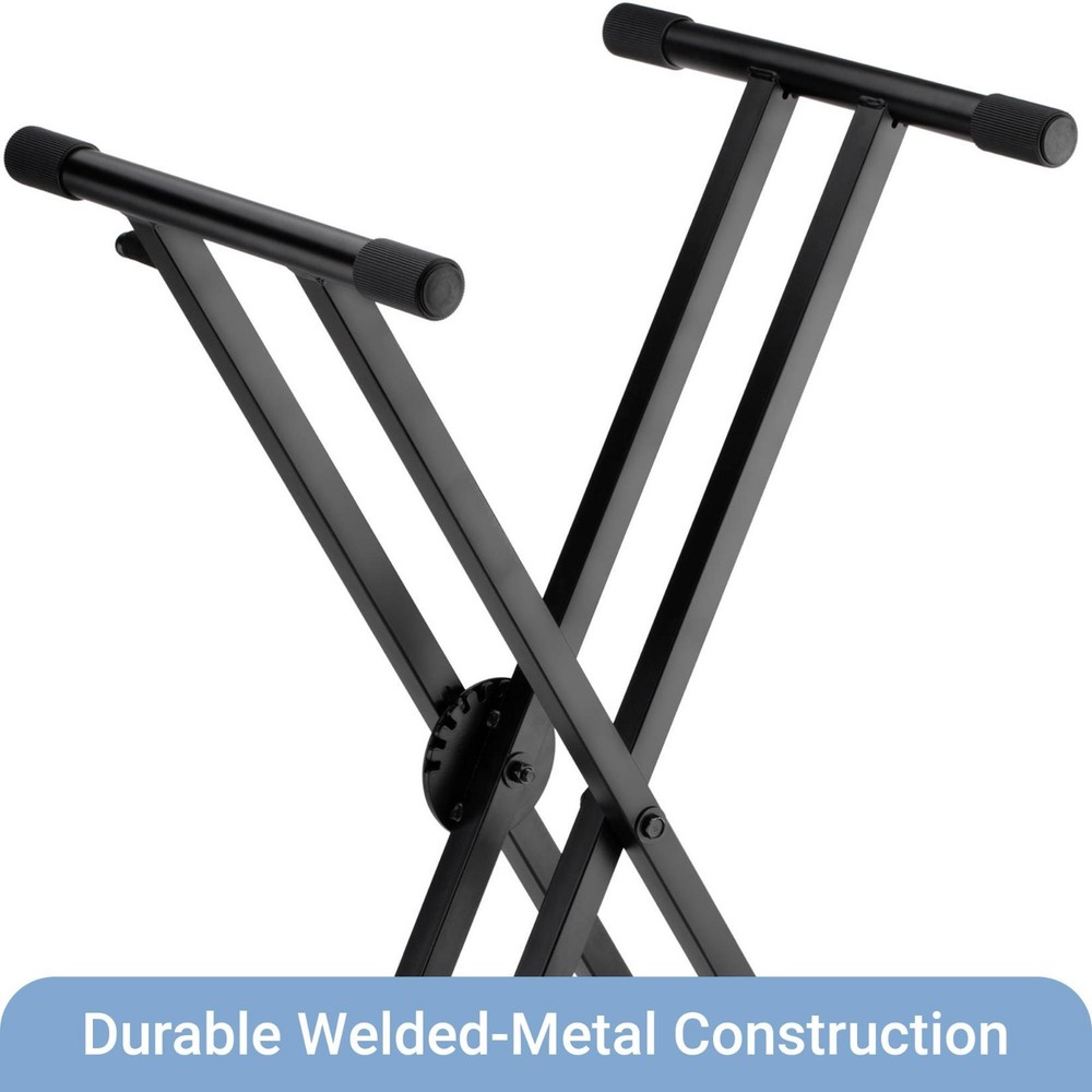 Lectronify Double-X Keyboard Stand Pull Lock Adjustable Height Heavy Duty 154 lb