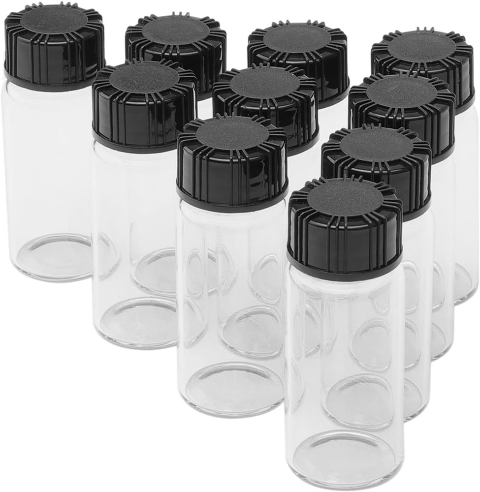 10 Pack 10ml Clear Glass Sample Vials Liquid Sampling Bottles with Screw Caps