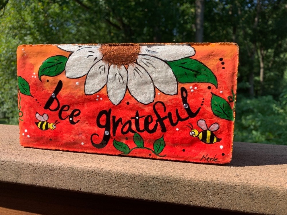 Stunning Be Grateful Painted Paver Rock