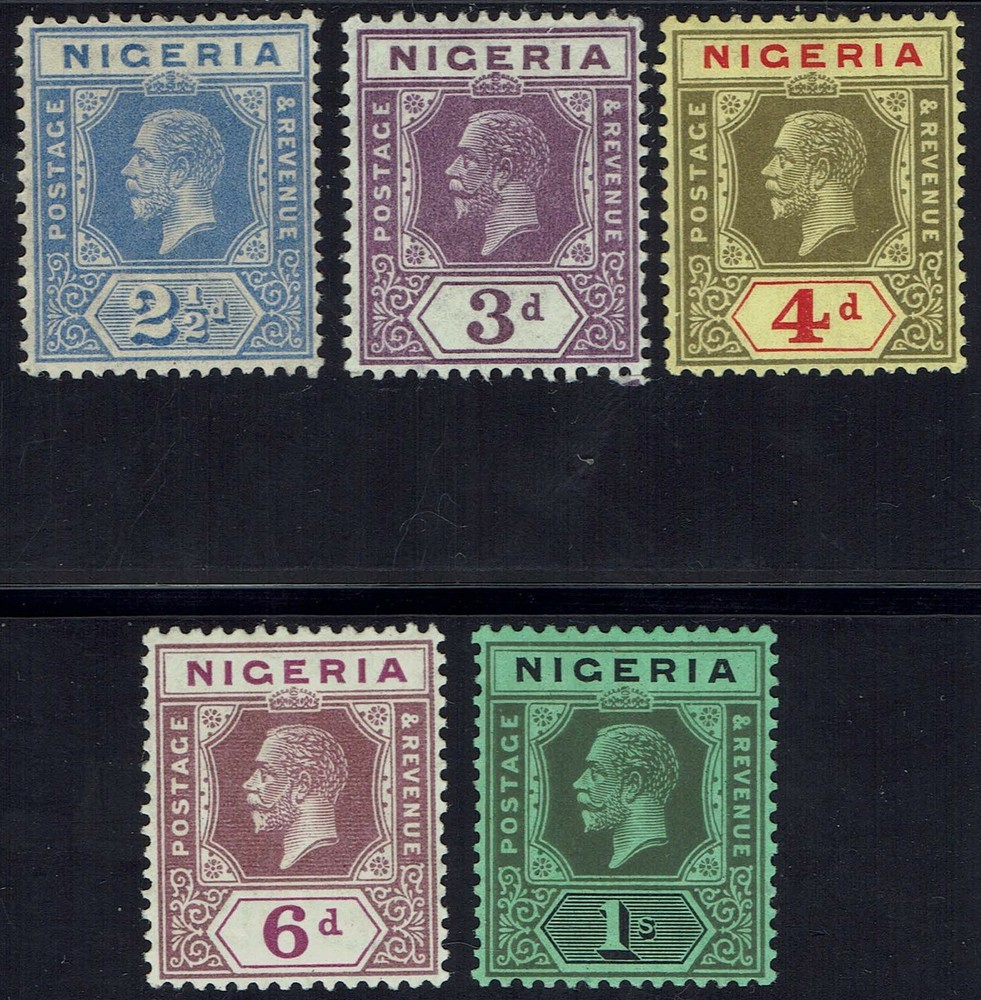 NIGERIA 1921 KGV RANGE TO 1/- WMK MULTI SCRIPT CA
