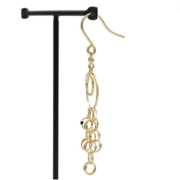 K18 18K Gold Ring Dangle Hook Earrings (Pair)
