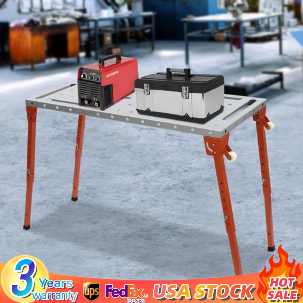 Welding Table 46" x 18" 1000LBS Folding Workbench Adjustable Height 13-21inch