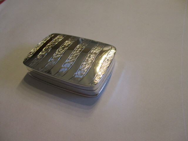 Large sterling silver pill box rectangular shape gorgeous design on top 2 1/8