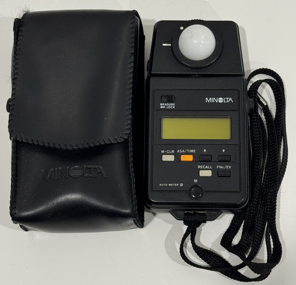 Minolta Auto Meter III  Light Exposure Meter w/ Strap, Case & New Battery