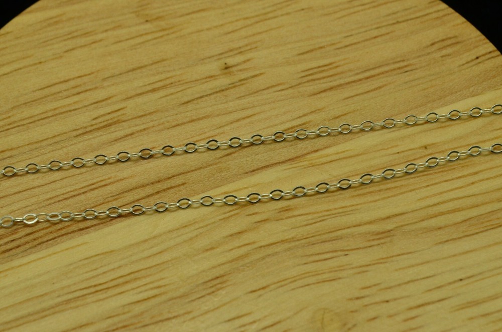 16" 925 STERLING SILVER THIN SPARKLING ROLO CHAIN SPRING RING CLASP NECKLACE
