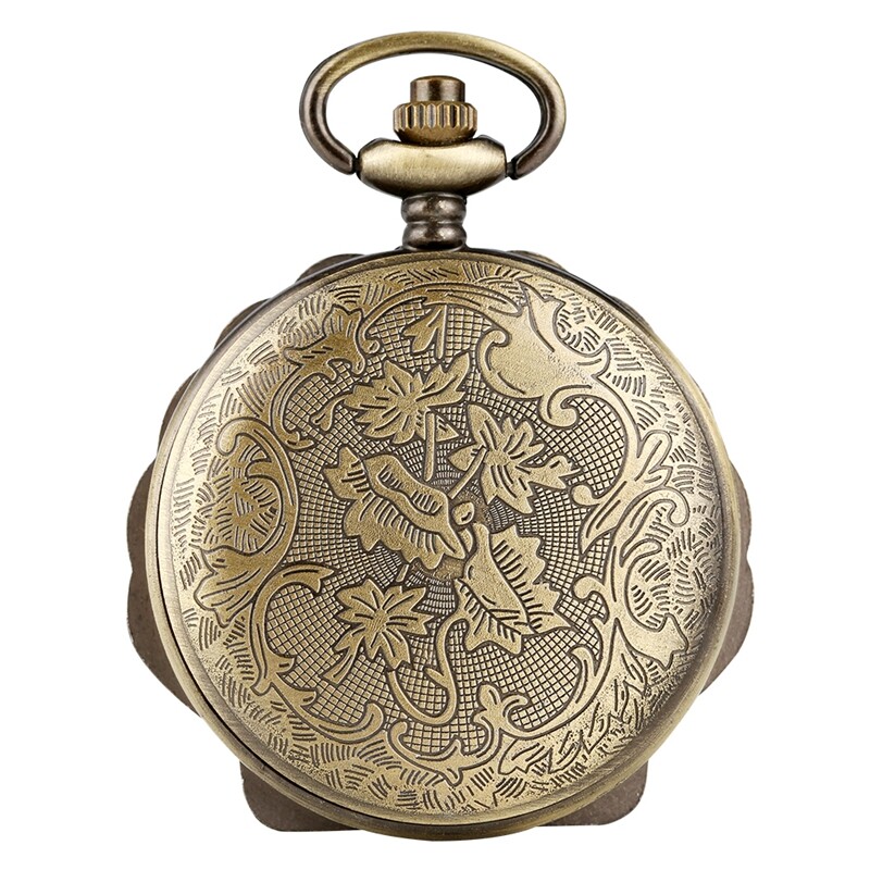 Antique Pocket Watch Shell Shape Design Quartz Movement Timepiece with Chain