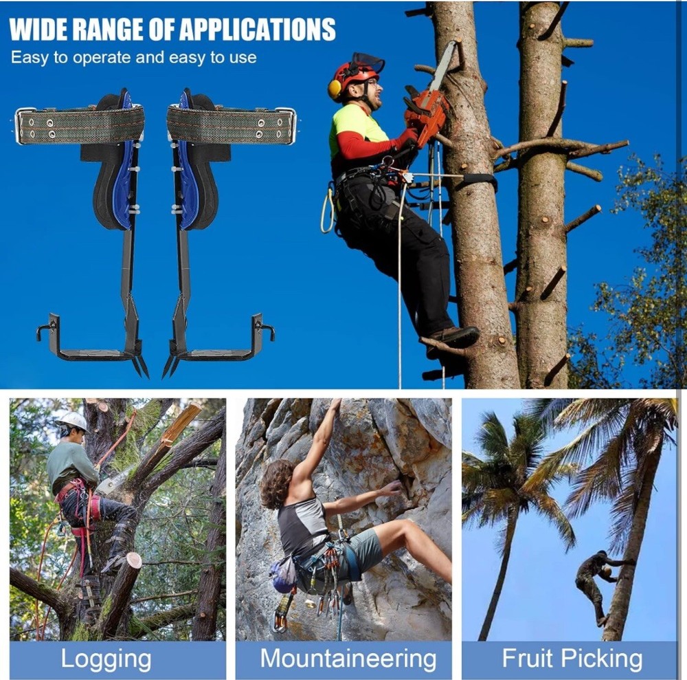 Adjust Tree/Pole Climbing Spike Set 2 Gear Safety Belt