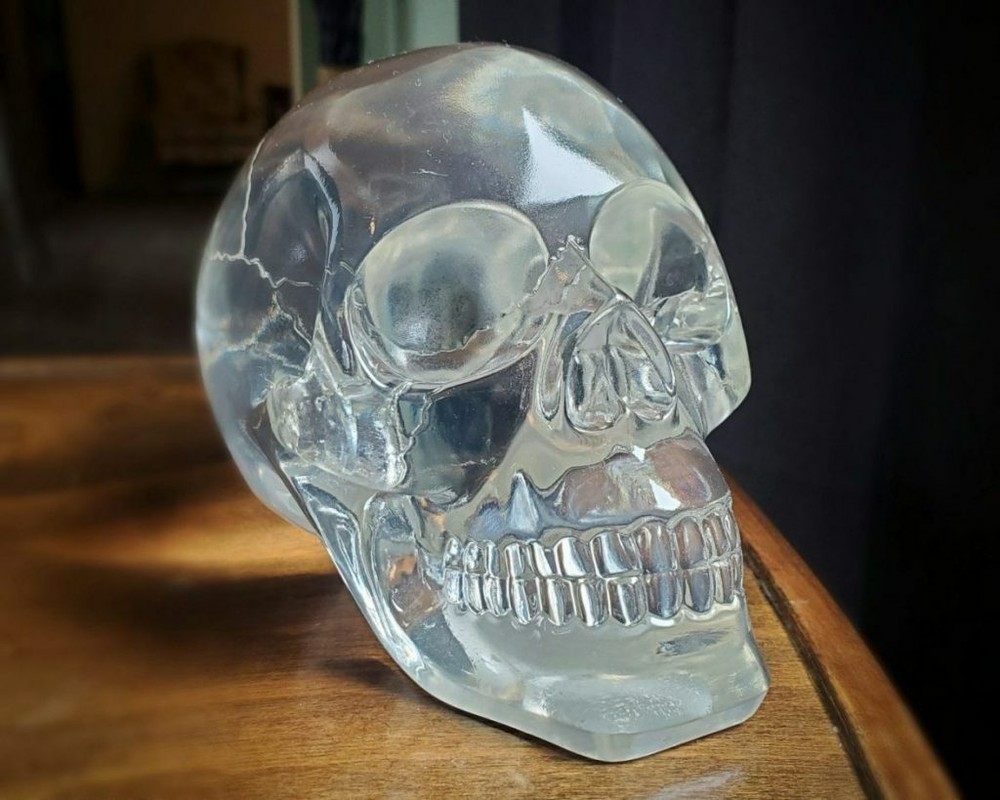 Translucent Human Clear Skull, Resin Crystal Skull, Oddities, Gothic Decor