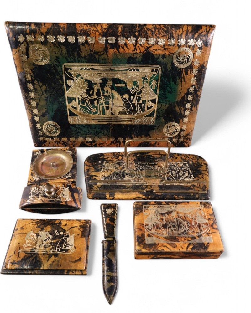 Egyptian Leather Desk Set