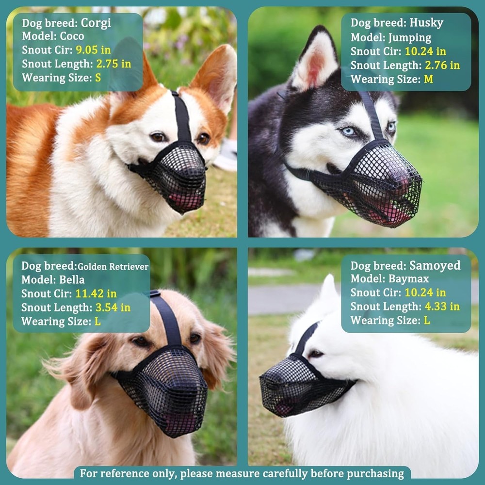 Breathable Adjustable Dog Muzzle for Medium Sized Breeds - Lightweight & Secure