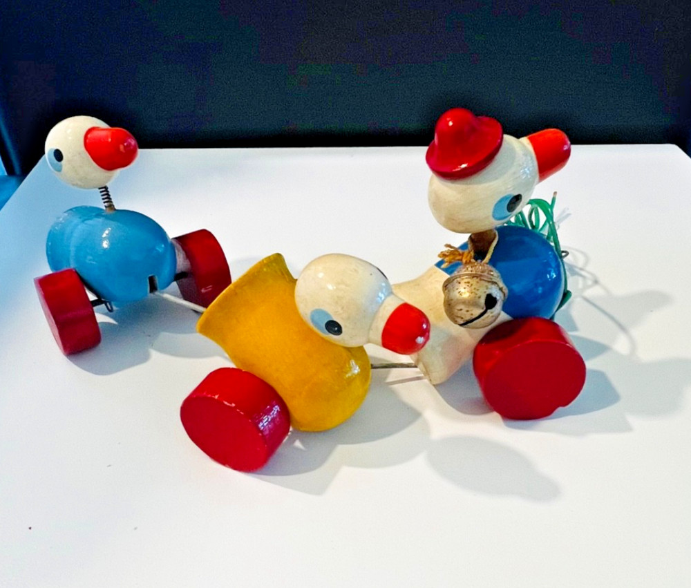 Vintage Brio Three Duck Pull Toy