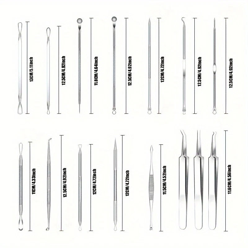 15PCS FULL Set Blackhead Remover Comedone Extractor Cleaning More Tools Set Kit