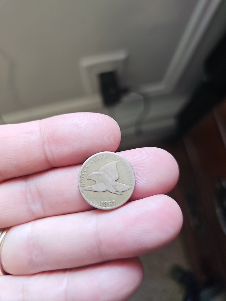 1857 Flying Eagle Cent - Rich Front & Back,  Vf Details