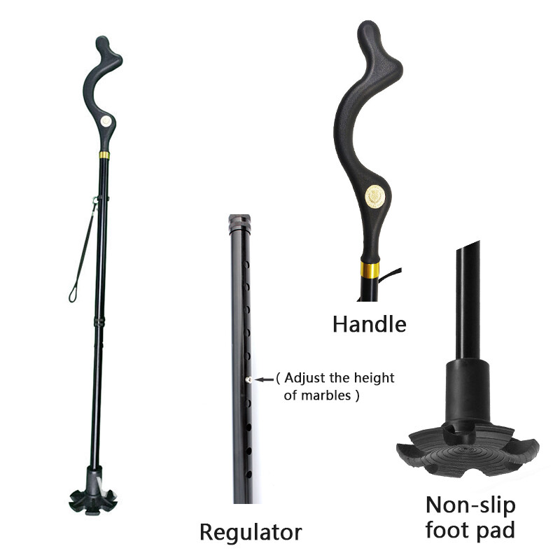 2pcs Collapsible Adjustable Walking Cane Stick Men&Women Posture Correcting Cane