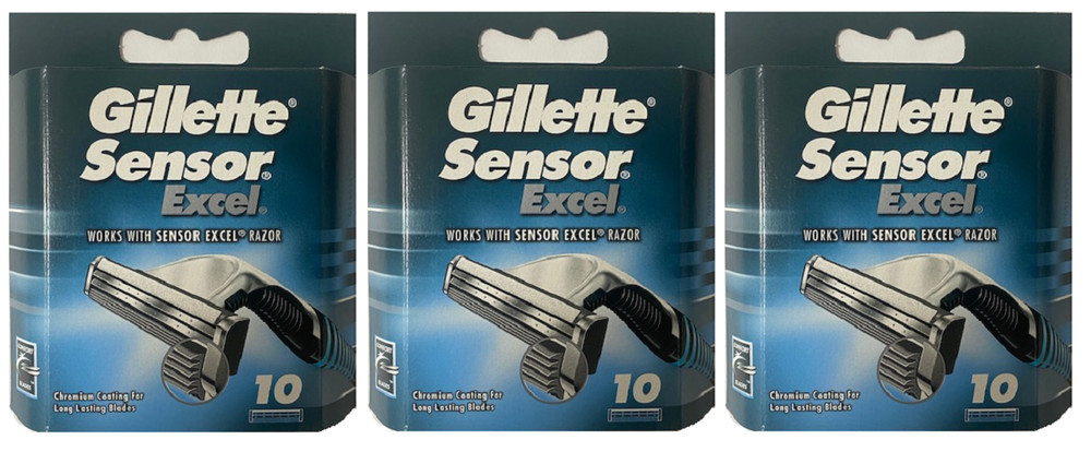 Gillette Sensor Excel Chromium Coated Razor Blade Refills - 30 Cartridges