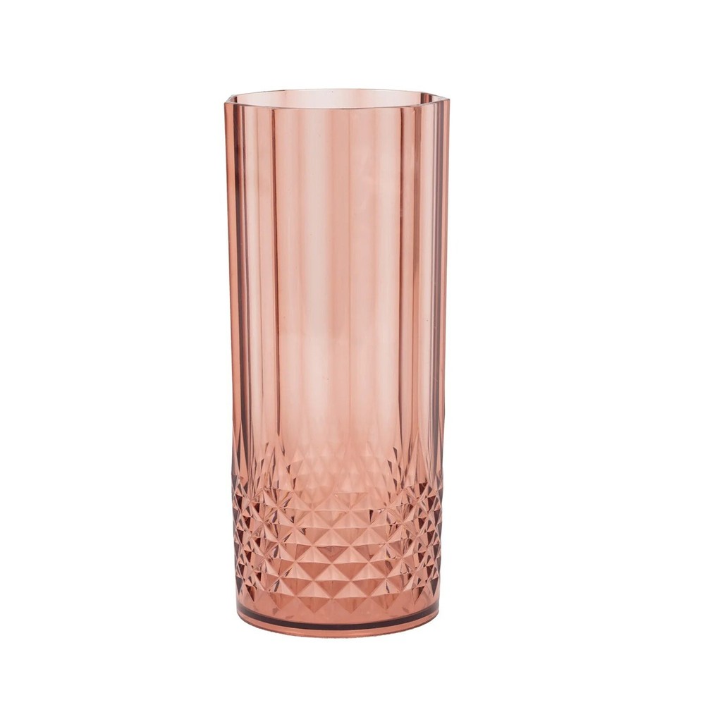 6 Dusty Rose 14 oz Crystal Plastic Drinking Glasses Party Events Tableware
