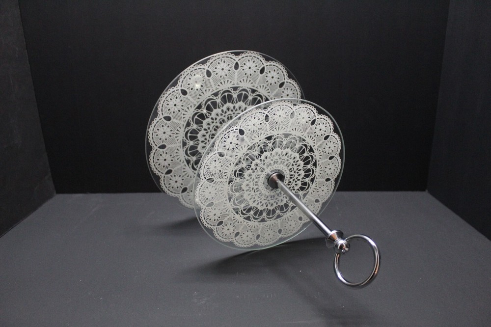 Godinger Studio Silversmiths 12" Two-Tier Lace Design Server, NIB, Vintage