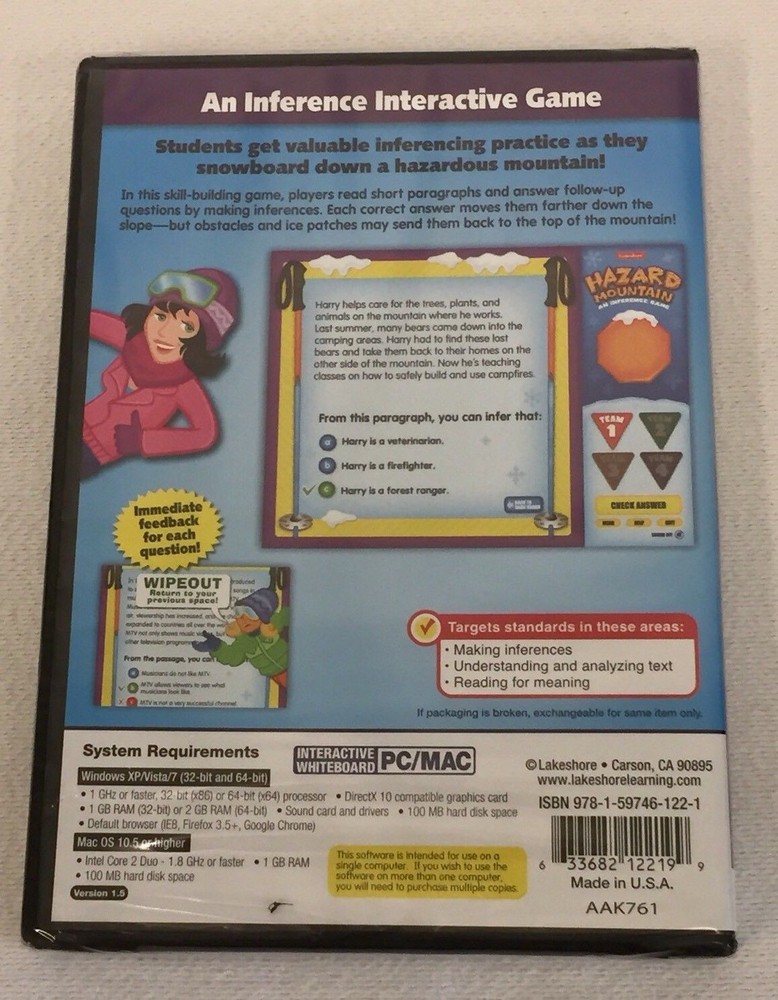 Lakeshore Interactive Whiteboard Software Hazard Mountain Inference Game