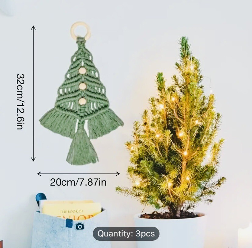MACRAME CHRISTMAS TREE HOLIDAY CRAFT KIT (MAKES 3 TREES) NEW IN BOX