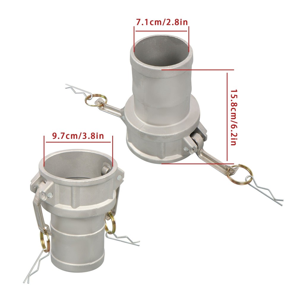 Industrial 3in Camlock Fitting Type C - Female Coupler Handle 2-Pack