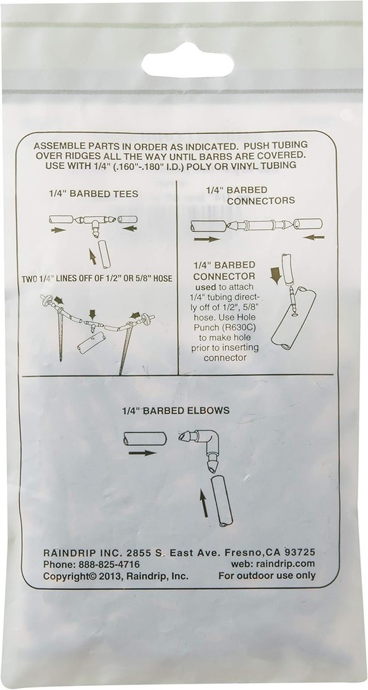 Durable Single Barbed Coupling Connectors for 1/4'' Drip Irrigation - 50 Pack