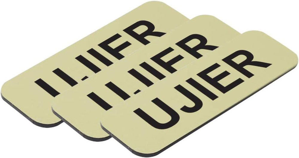 Ujier 1 x 3 Name Tag, Brushed Gold (3 Pack)