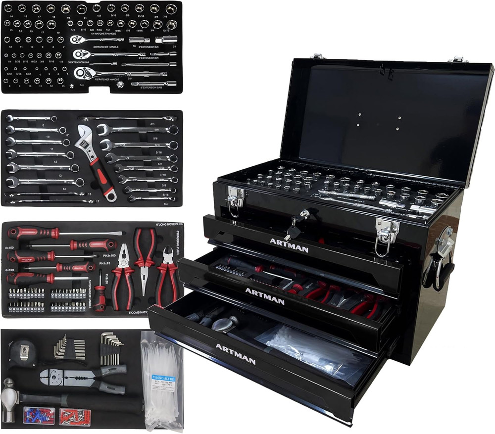 Campfun 439PCS Tool Set, Mechanic Tool Set for Home, Tool Box Set 4-Tier Socket