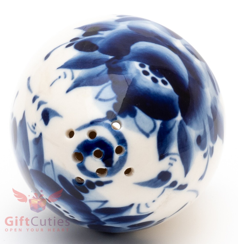 Gzhel Porcelain Easter Egg salt shaker holder Hand-painted