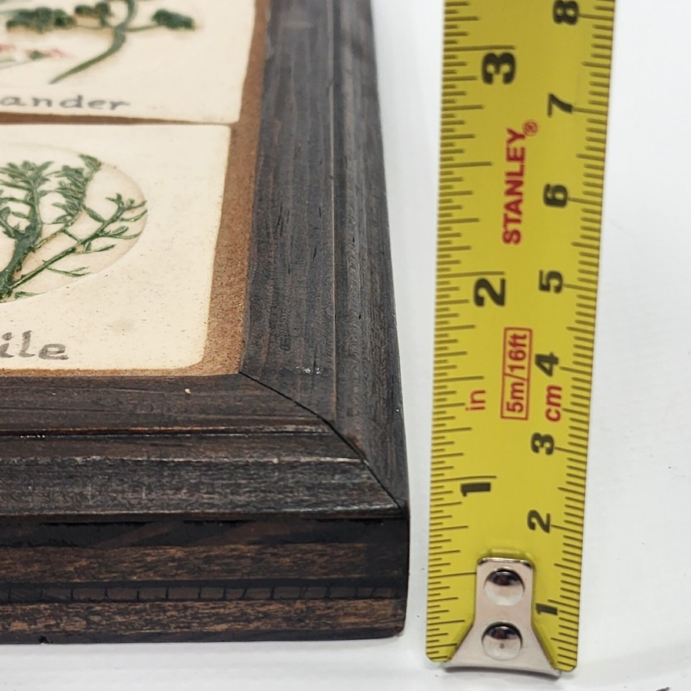 Hand-built 12" Square Pottery Spice Herb Tile Botanical Wall Decor
