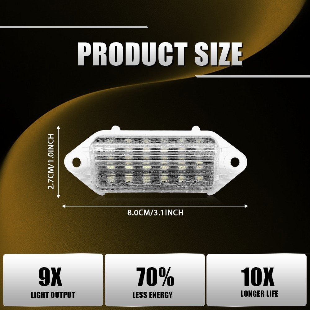 Pair Full LED Bright White License Plate Light Fits 2007-2016 Lancer Evolution