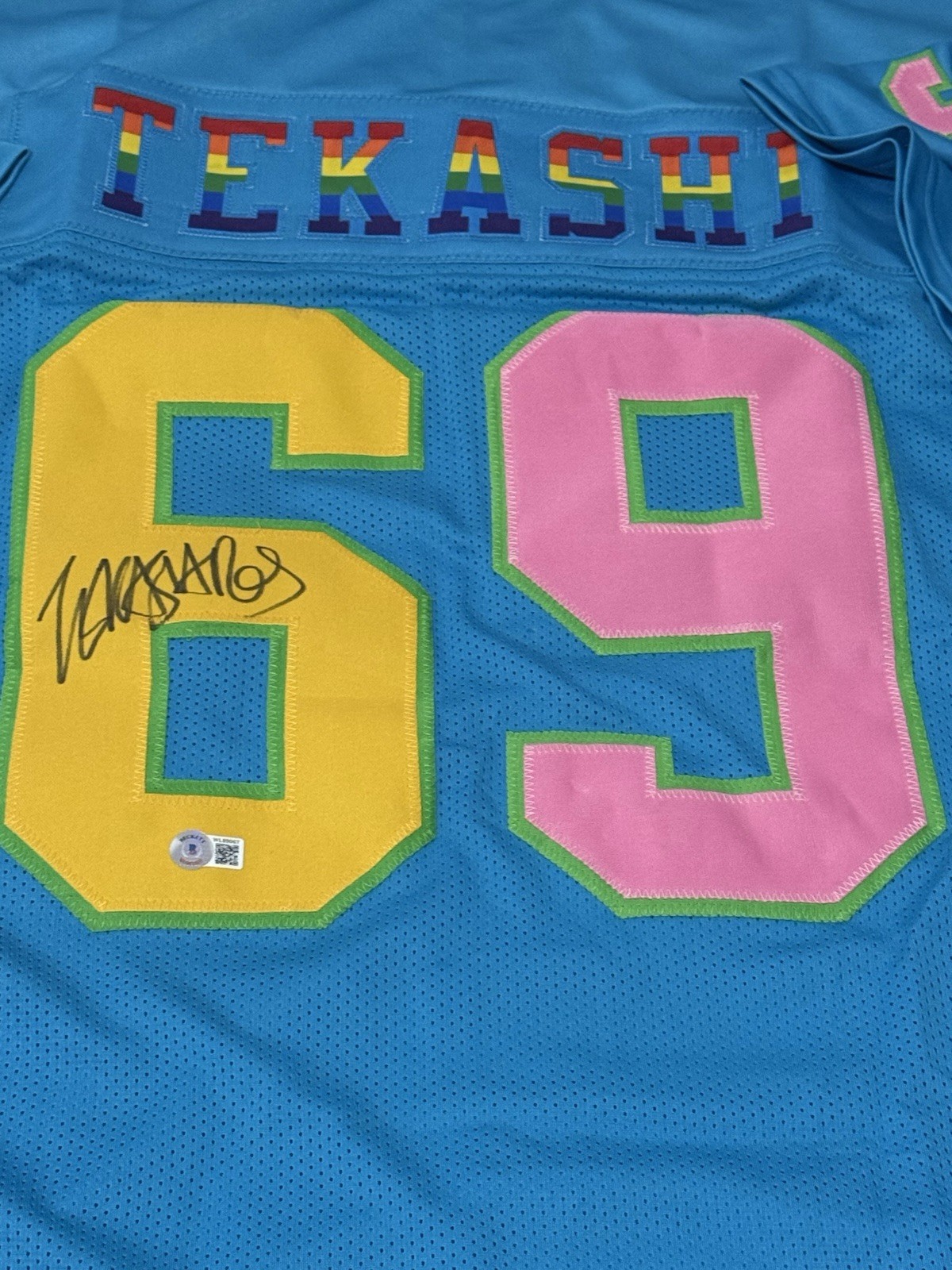 Tekashi 6ix9ine Autographed Signed Football Jersey (Beckett Witness Certified)