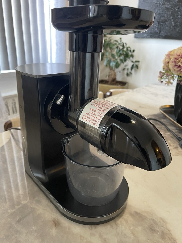 Aicook Electric Masticating Juicer Black Silver Reverse Function Brushed 6 Parts